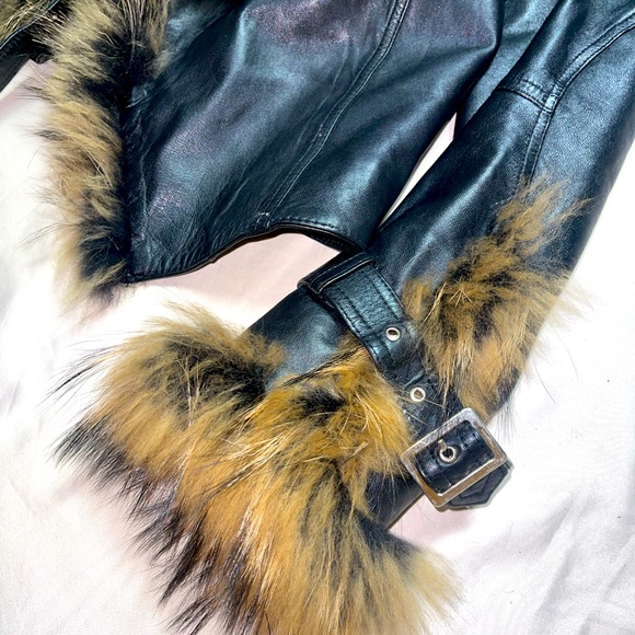 Real Fox Fur Leather Coat Jacket - Picture 5 of 9